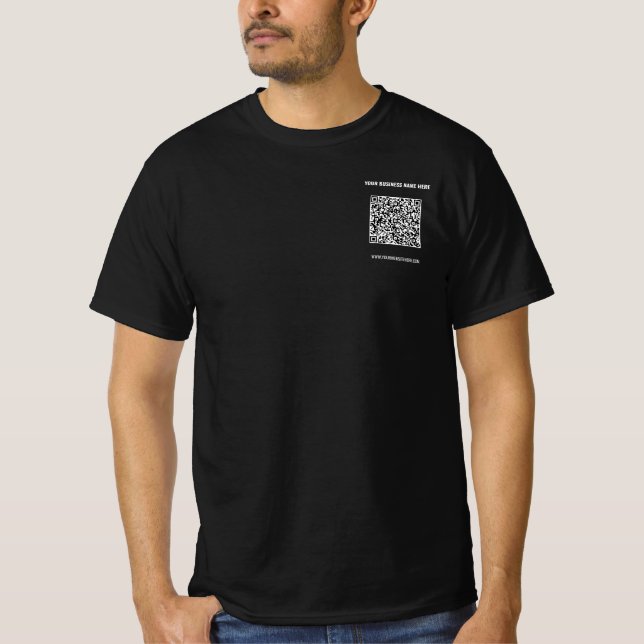 QR Code Scan Info Custom Text and Colours T-Shirt (Front)