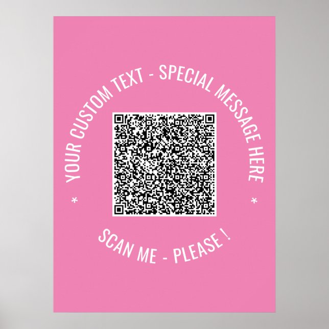 QR Code Scan Info Custom Text Colors Your Poster (Front)