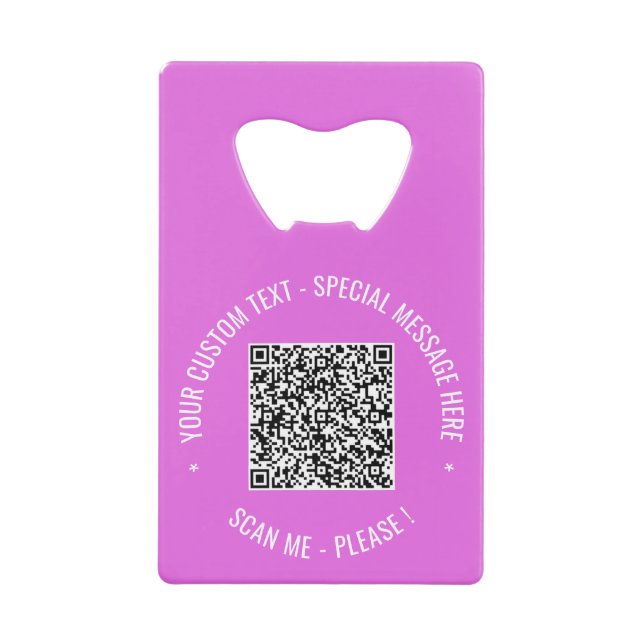 QR Code Scan Info Custom Text Colours Bottle Opene (Front)