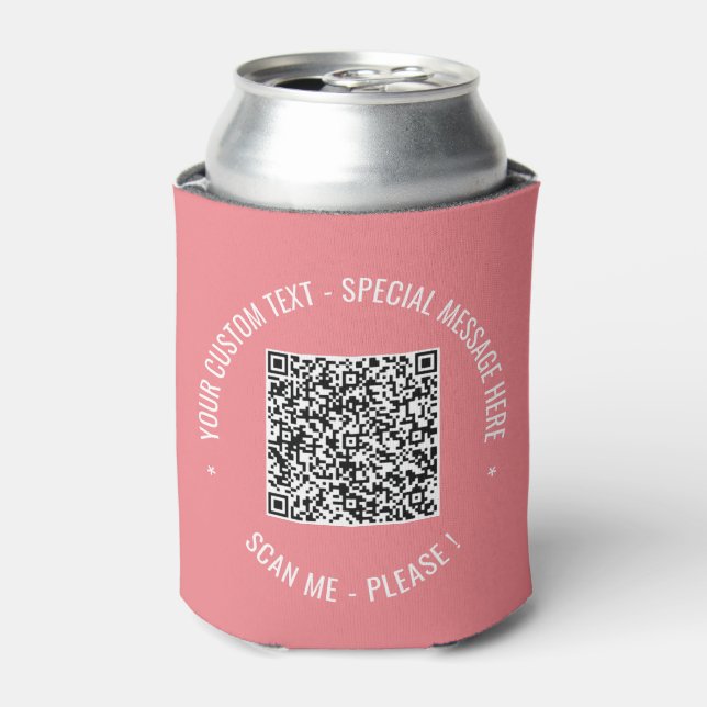  QR Code Scan Info Custom Text Colours Can Cooler (Can Front)