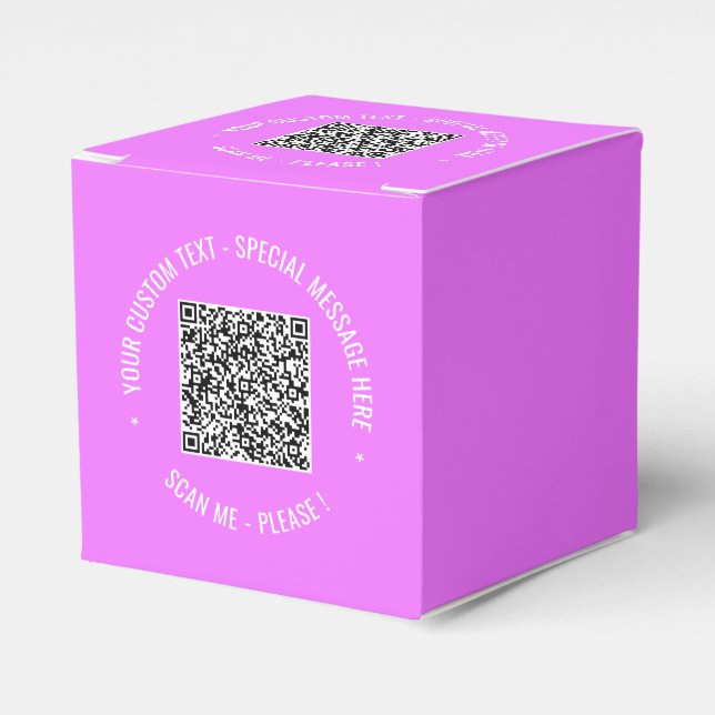 QR Code Scan Info Custom Text Colours Favour Box (Front Side)