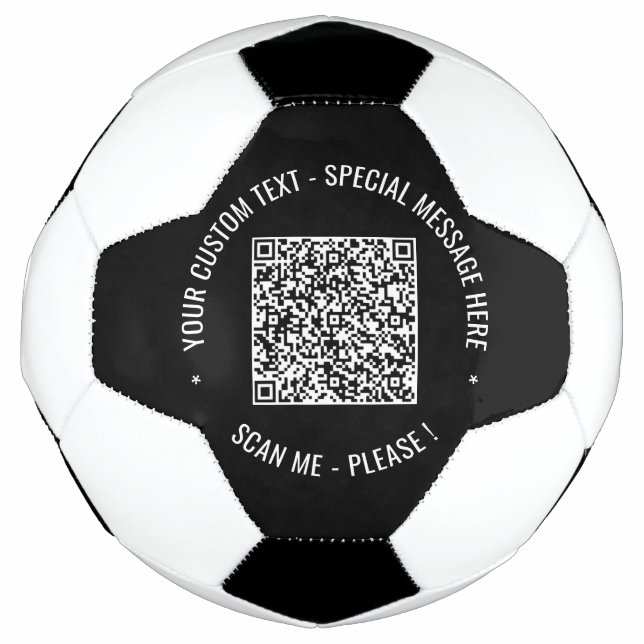  QR Code Scan Info Custom Text Colours Personalise Soccer Ball (Front)