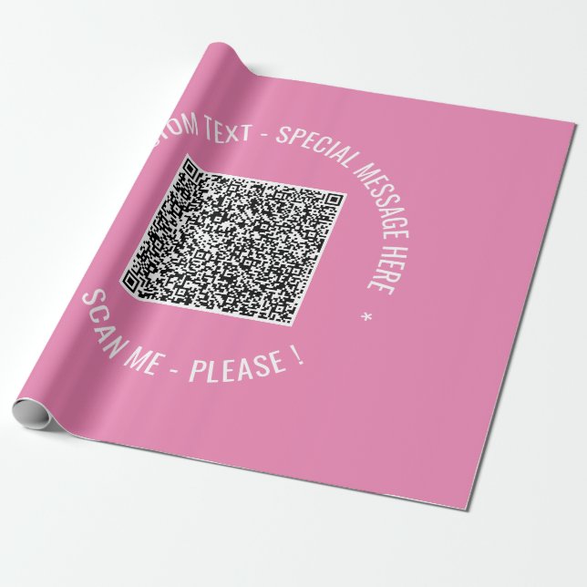 QR Code Scan Info Custom Text Colours Personalised Wrapping Paper (Unrolled)