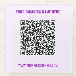 QR Code Scan Info Custom Text Glass Coaster Gift