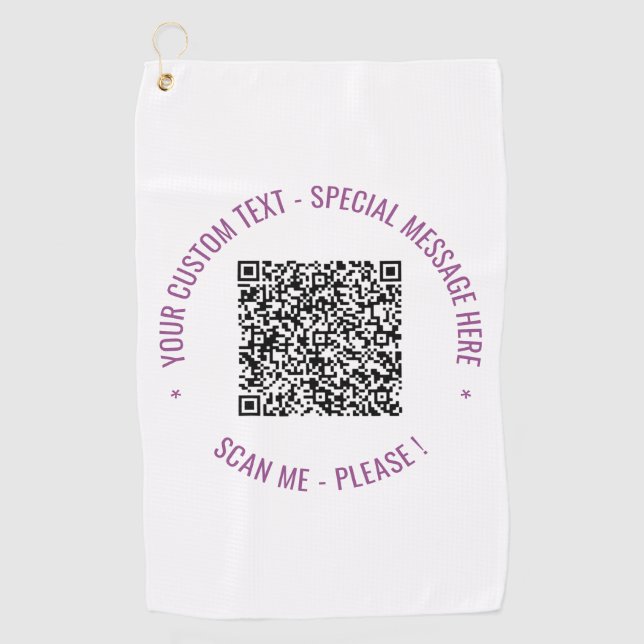 QR Code Scan Info Custom Text Golf Towel (Front)