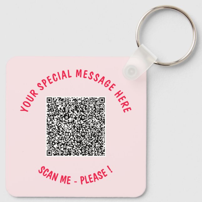 QR Code Scan Info Custom Text Keychain Gift (Back)