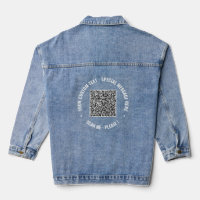 QR Code Scan Info Custom Text Modern Denim Jacket