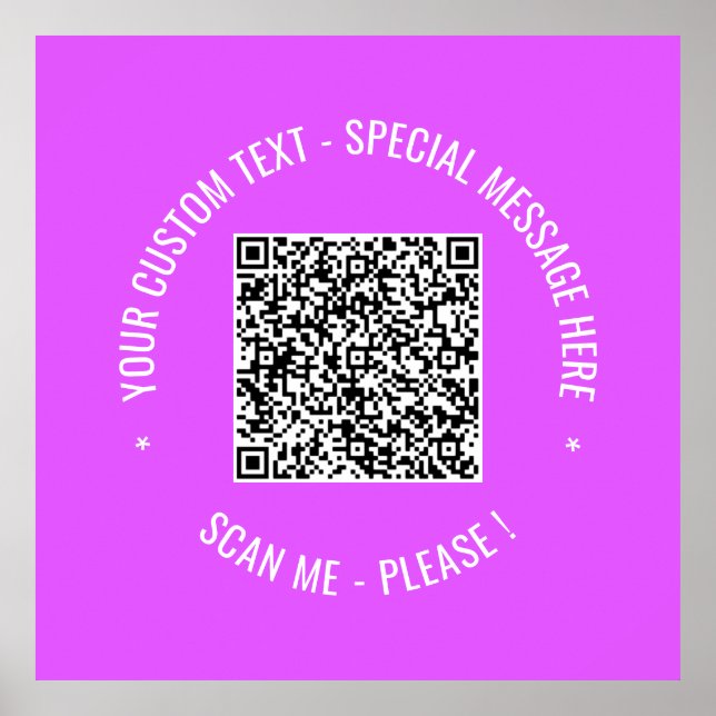 QR Code Scan Info Custom Text Poster Choose Colors (Front)