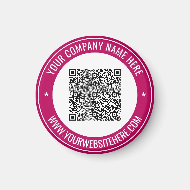 QR Code Scan Info Custom Text Promotional Magnet (Front)