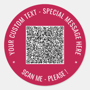 QR Code Scan Info Custom Text Sticker Custom Colou