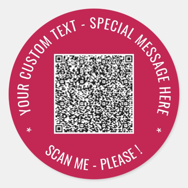 QR Code Scan Info Custom Text Sticker Custom Colou (Front)