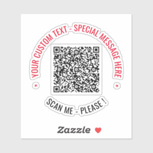 QR Code Scan Info Custom Text Sticker Template