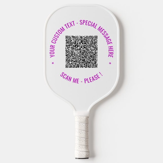 QR Code Scan Info Text and Colour Pickleball Paddl Paddle (Front)