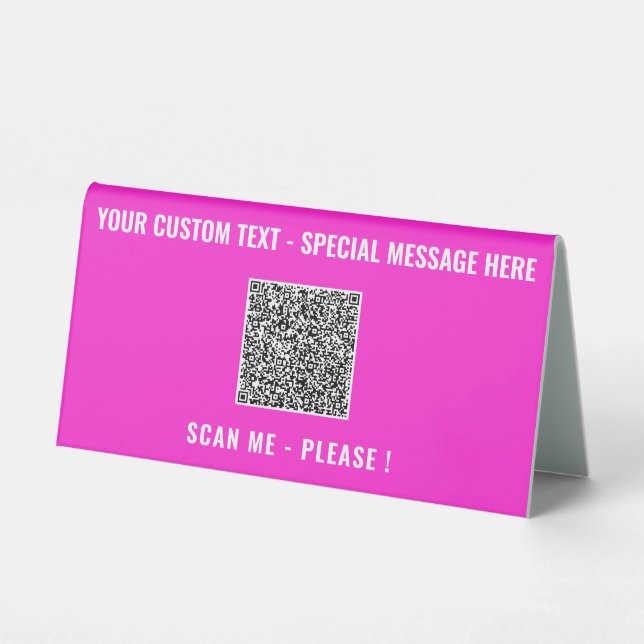 QR Code Scan Info Text and Colours Table Tent Sign (Front)