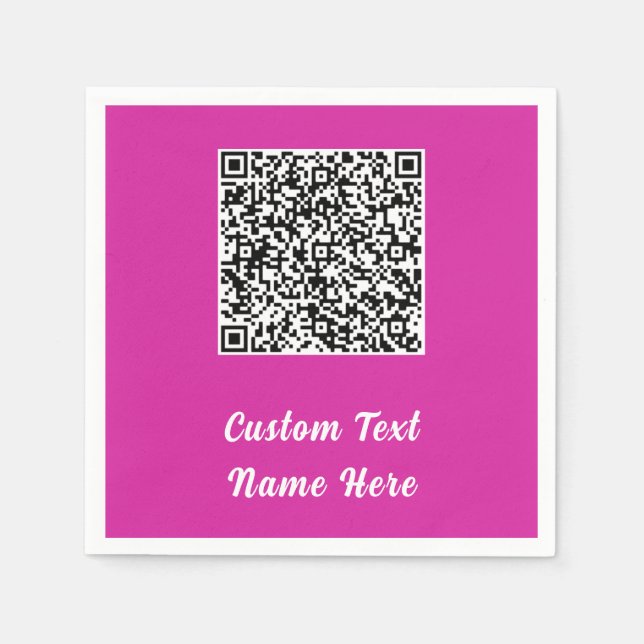 QR Code Scan Info Text Name Wedding Party Napkins (Front)