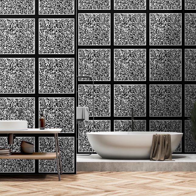 QR Code Scan Info Your Own Design Custom Colours Wallpaper (Bathroom)