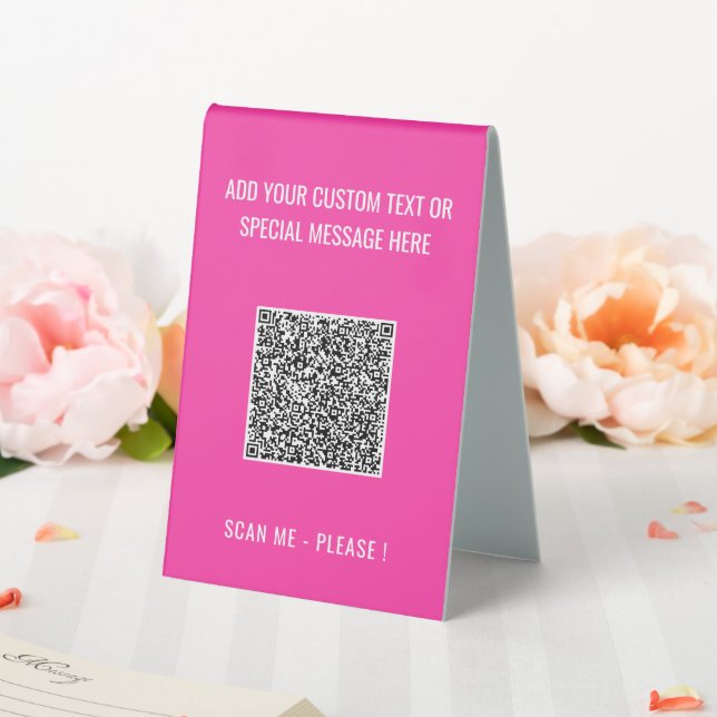 QR Code Scan Info Your Text and Colours Table Sign (In SItu (Wedding))