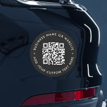QR Code | Scan Me Black Modern Round Bumper  Car Magnet<br><div class="desc">A simple custom black QR code bumper sticker magnet template in a modern minimalist style which can be easily updated with your QR code,  business name or website and custom text,  eg. scan me to...  #QRcode #bumpersticker #business</div>