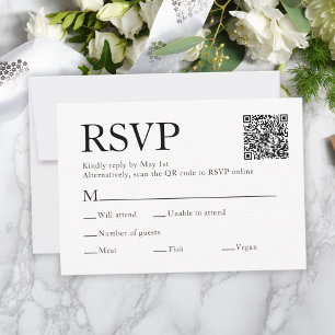 Qr Code Scan Meal Choice White Wedding RSVP Card