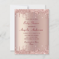 QR Code Scan Rose Gold Baby Girl Shower Invitation