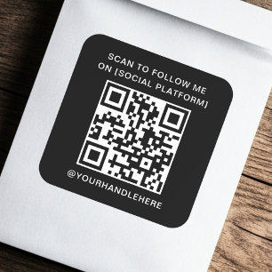 QR code scan to follow me on social media black Square Sticker