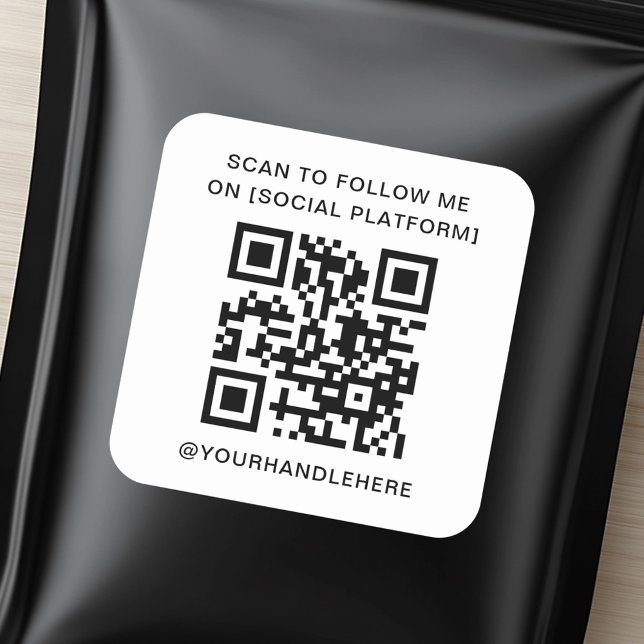 QR code scan to follow me on social media platform Square Sticker (QR code scan to follow me on social media platform Square Sticker)