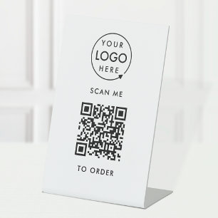 QR Code Scan to Order   Business Logo Contactless Pedestal Sign