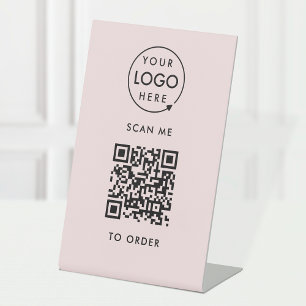 QR Code Scan to Order Pink Business Contactless Pedestal Sign