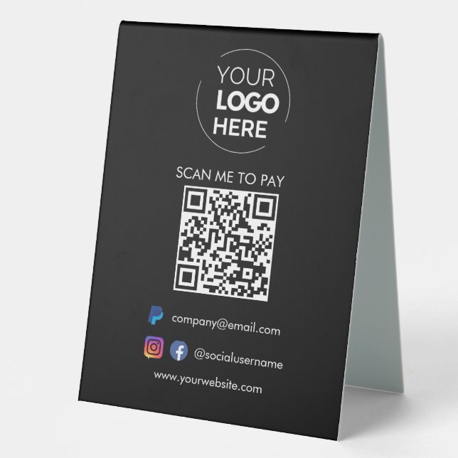 QR Code Scan to Pay | Paypal Payment Black (Front)