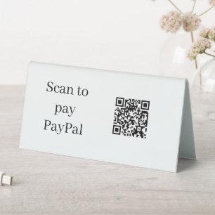 QR code Scan to Pay PayPal Table Top Sign