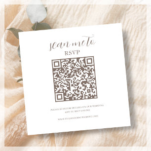 QR Code Scan to RSVP White Brown Enclosure Card