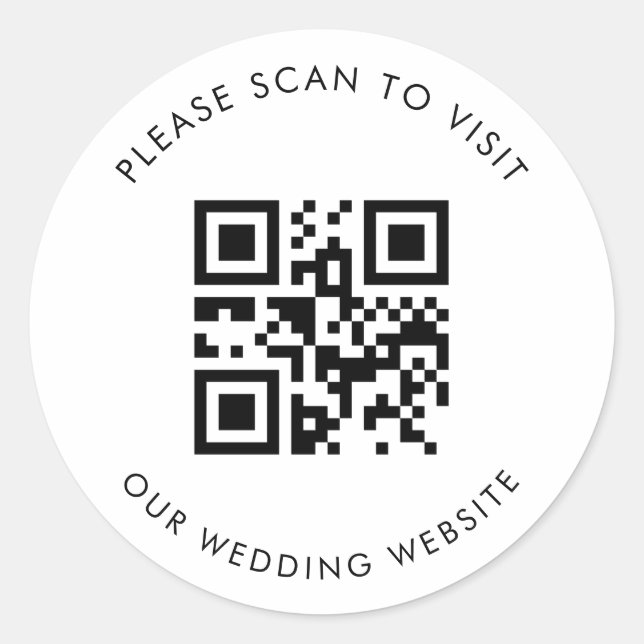 QR Code Scan To Visit Our Wedding Website Classic Round Sticker (Front)