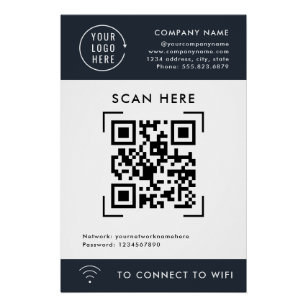 QR Code Scan Wifi   Business Logo Contactless  Poster