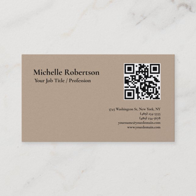 QR Code Scannable Minimalist Customisable Business Card (Front)