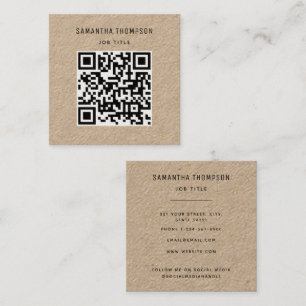 QR Code Scannable Modern Professional Rustic Kraft Square Business Card