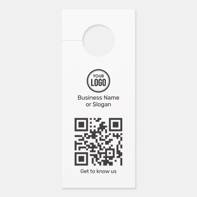 QR Code Scanner Custom Logo For Digitally Business Door Hanger (Front)