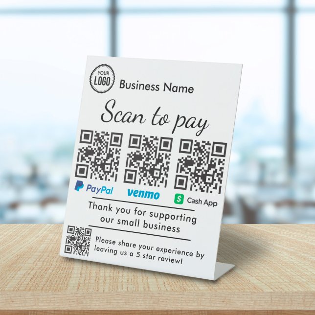 QR Code Scanner For Payment And Reviews Pedestal Sign (Creator Uploaded)