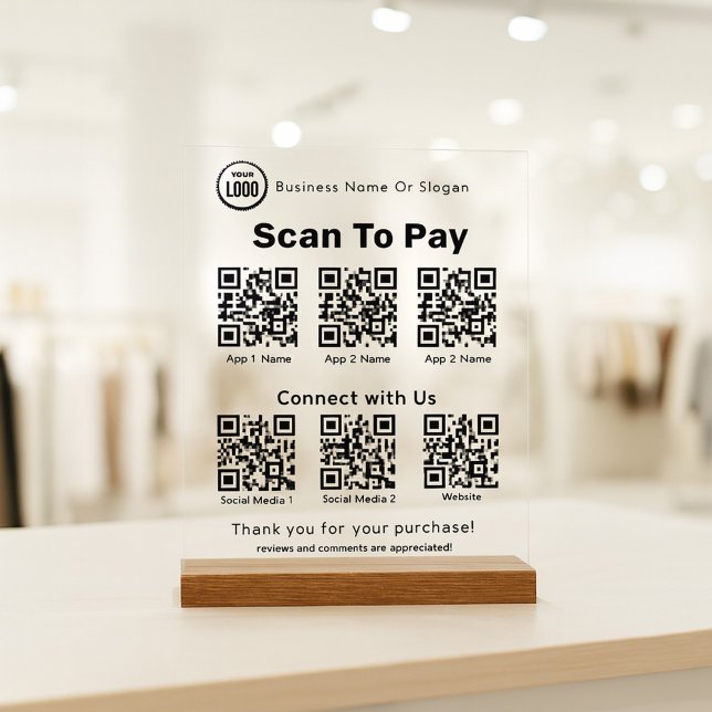 QR Code Scanner For Payment And Social Media Apps Acrylic Sign (Creator Uploaded)