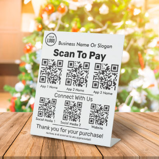 QR Code Scanner For Payment And Social Media Apps Pedestal Sign