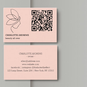 QR-Code, Schönheit, Logo, Linie Art Blush Business Card