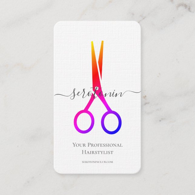 QR Code Scissor Hairstylist Business Card (Front)