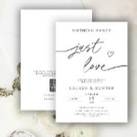 QR Code Script Nothing Fancy Just Love Wedding Invitation<br><div class="desc">Proof that simplicity speaks volumes, this invitation was designed for couples who value intimacy over extravagance. A quiet celebration, a bold declaration—“just love.” The refined script and integrated QR code offer a seamless bridge between analogue charm and modern ease. Ideal for microweddings, elopements, or casual-chic gatherings that still deserve their...</div>