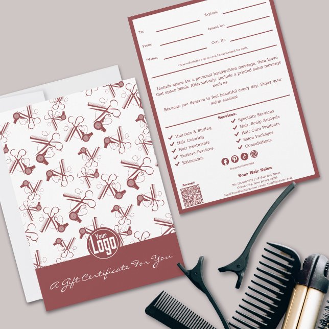 QR Code Services Note Hairstylist Gift Certificate (Professional QR Code Services Note Hairstylist Gift Certificate, Hairstylist Tools Pattern)