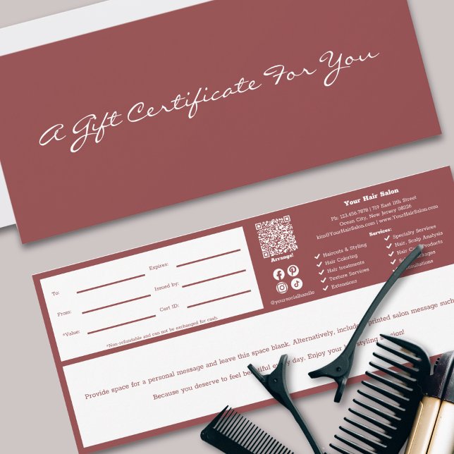 QR Code Services Personal Note Gift Certificate (Minimalist QR Code Services Personal Note Gift Certificate, Social Connection)