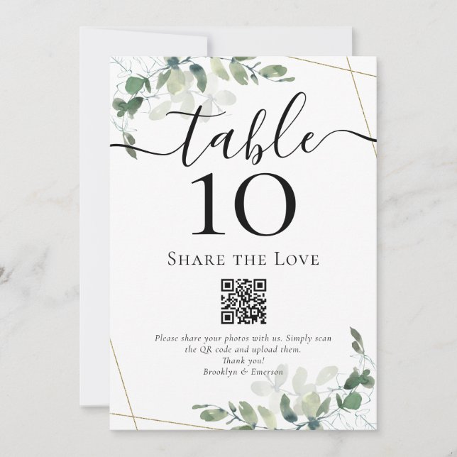 QR Code Share the Love Eucalyptus Table Number (Front)