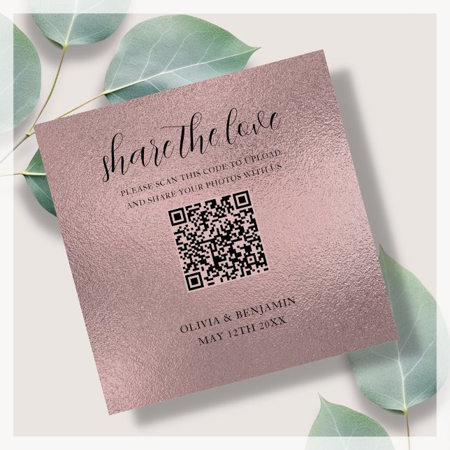 QR Code Share The Love Rose Gold Enclosure Card (Creator Uploaded)