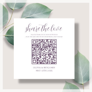 QR Code Share The Love White Purple Enclosure Card