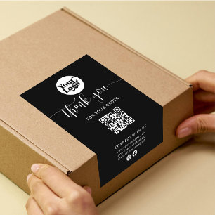 QR Code Shipping Logo Package Black Box Seal Label