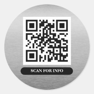 QR Code Silver Platinum Unique Professional Trendy Classic Round Sticker