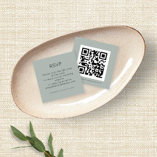 QR Code Silver Sage Green Wedding RSVP Enclosure